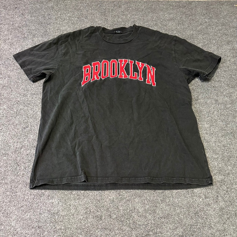 John Galt T Shirt Womens Size OS Black Brooklyn Graphic Oversized Short Sleeve